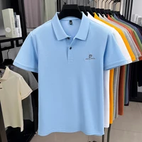 Polo de luxe pour homme en coton brodé avec lettres, à manches courtes et revers, idéal pour le quotidien et polyvalent 2