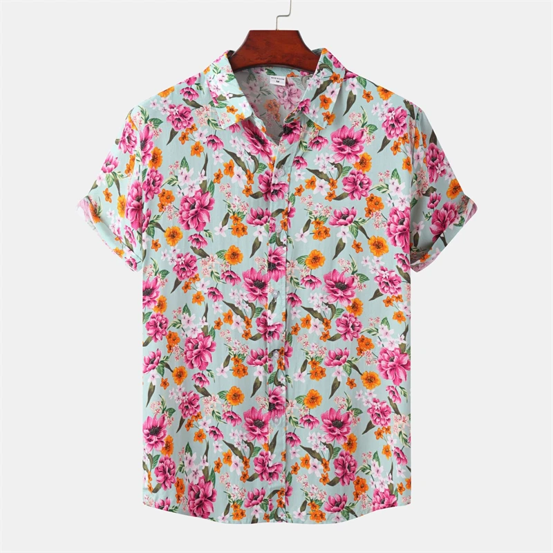 Flowers 3d Printed Shirt For Men's Clothing Colorful Design Pattern Harajuku Shirts Casual Fashion Street Lapel Button Blouse 4