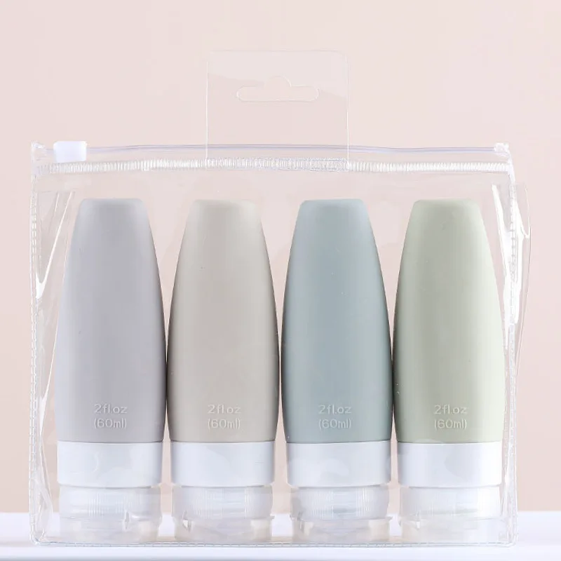 

1/3/4PCS Silicone Travel Bottle Set Conical Tube Squeeze Sub-bottling Cosmetic Storage Portable Refillable Lotion Shower Gel