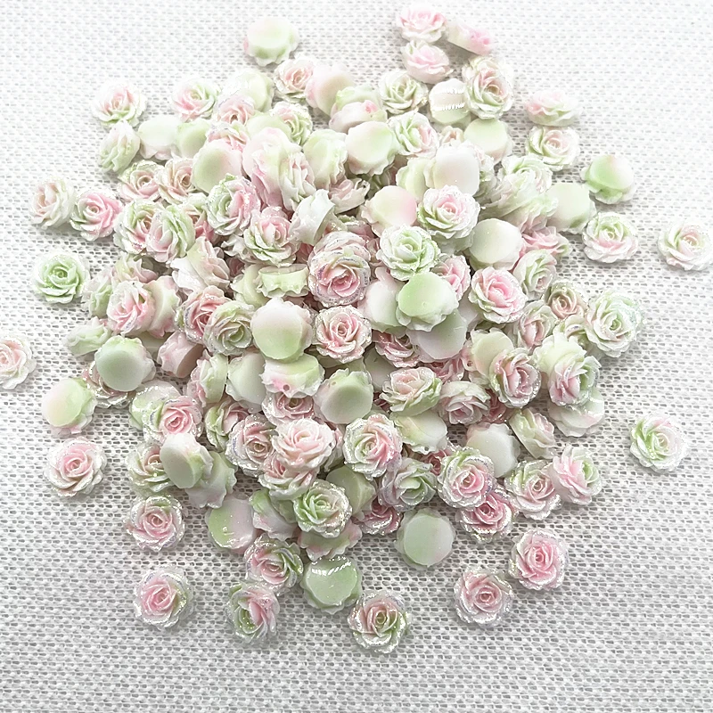 30pcs High Quality Glitter Resin Rose Flowers for Jewelry and DIY Nail Art