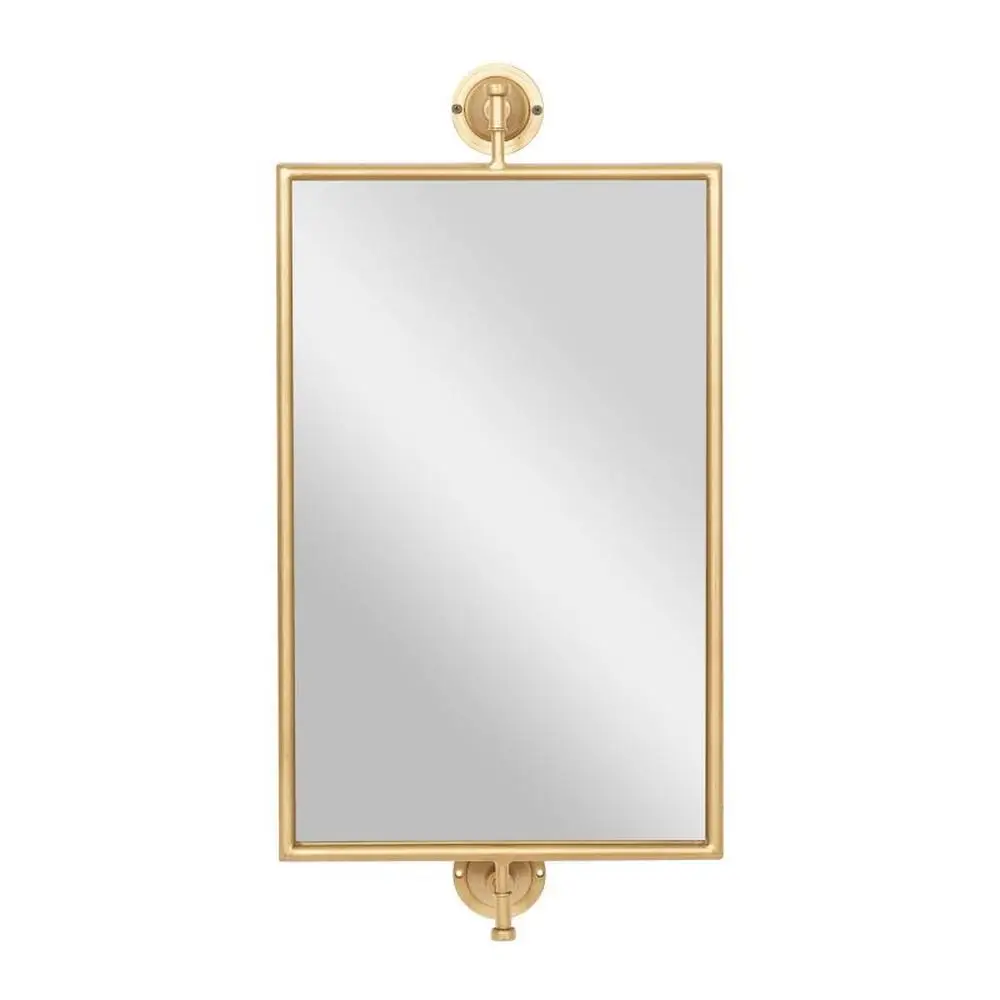 

Urban Industrial Metal Frame Wall Mirror Rectangular Shape Gold Finish Rugged Charm 28.1" x 13.95" x 6.8" 7.89 lbs