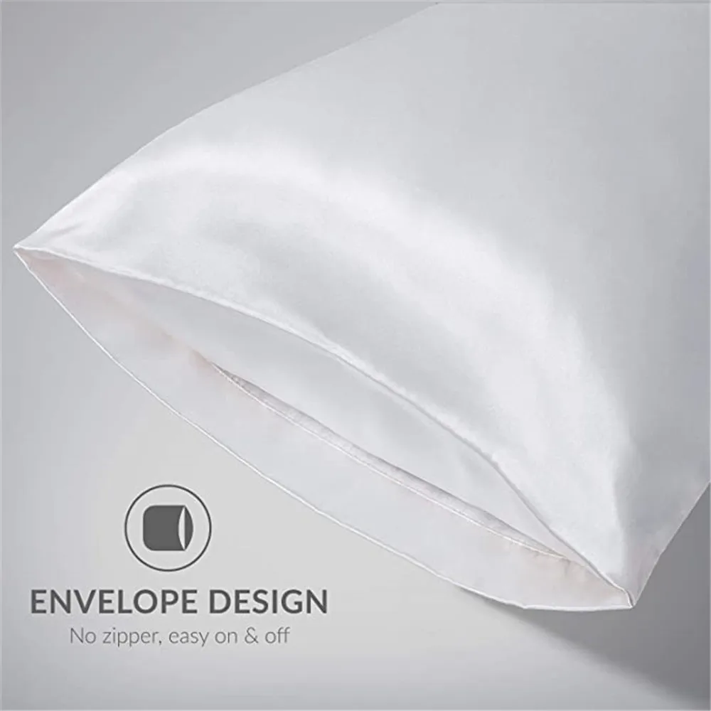 2pcs/lot Solid Silky Satin Skin Care Pillowcases Hair Anti Pillow Case Queen Size Envelope Pillow Covers for Home Hotel Travel 4