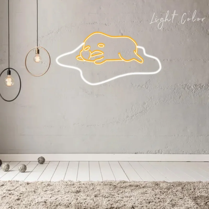 

Custom Led Cute Lazy Egg Japanese Cat Anime Neon Flex Light Sign Home Room Wall Decor Kawaii Anime Bedroom Decoration Mural