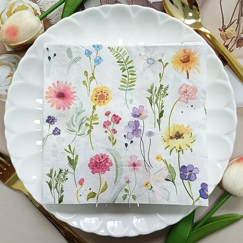 10/20pcs 33*33cm 2-Ply Colourful Wood Pulp Napkins Floral Style Party Decoration Paper Placemats Butterfly Bone Bart Paper paper napkins disposable paper placemats