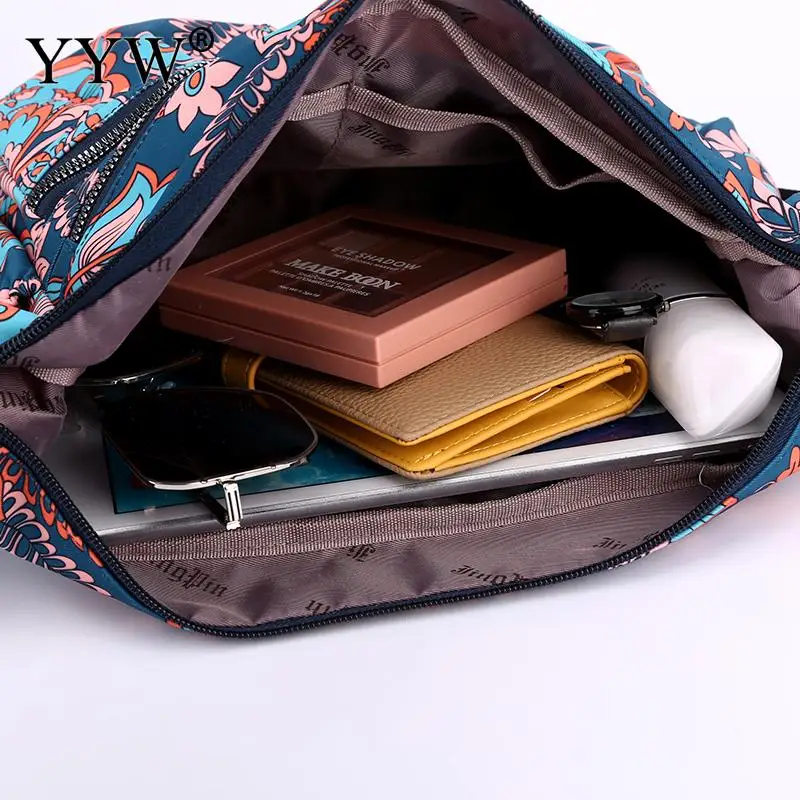 Large Capacity Nylon Women's Floral Pastoral Shoulder Bag Casual Waterproof Messenger Purse Ladies Travel Totebag Mother Handbag