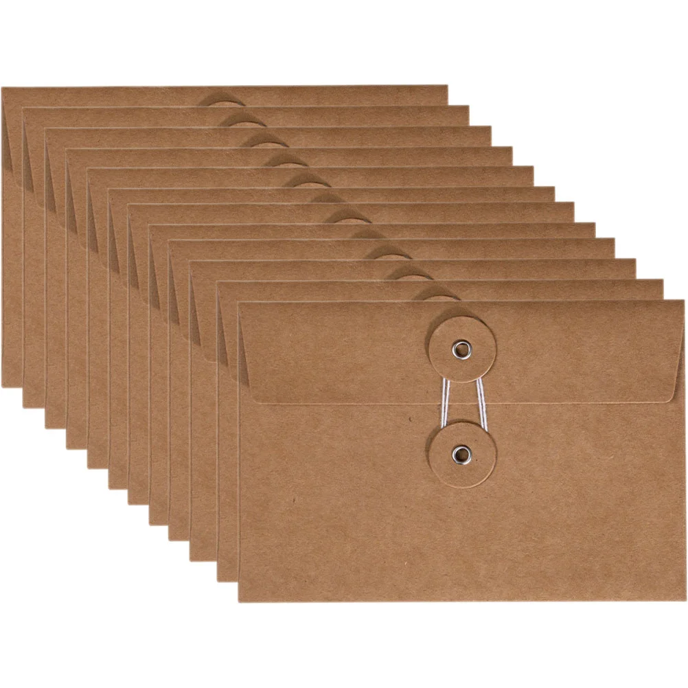 Kraft String Envelope Vintage File Folder Project Pockets Button String Tie Closure File Jacket Document Organizer Office