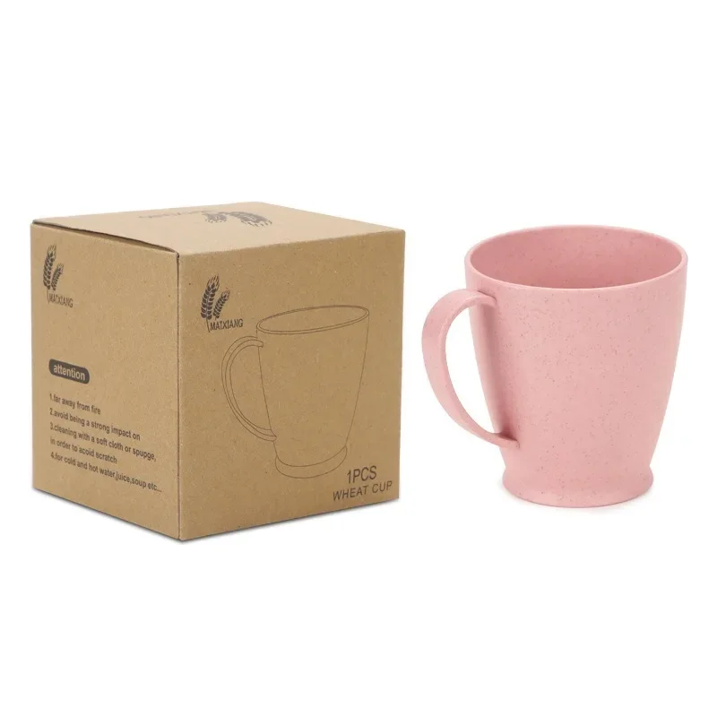 Creative Wheat Straw Children Handle Plastic Cup Home Student Baby Drink Cup Mouthwash plastic drinking cup