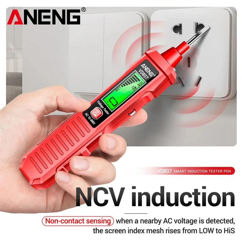 자동차 멀티미터 전압 테스터 ANENG AN8205C+VD807 12V-300V AC 전압 검출기 앰프 자동차 수리 hFE 삼극관 DIY 테스트 도구