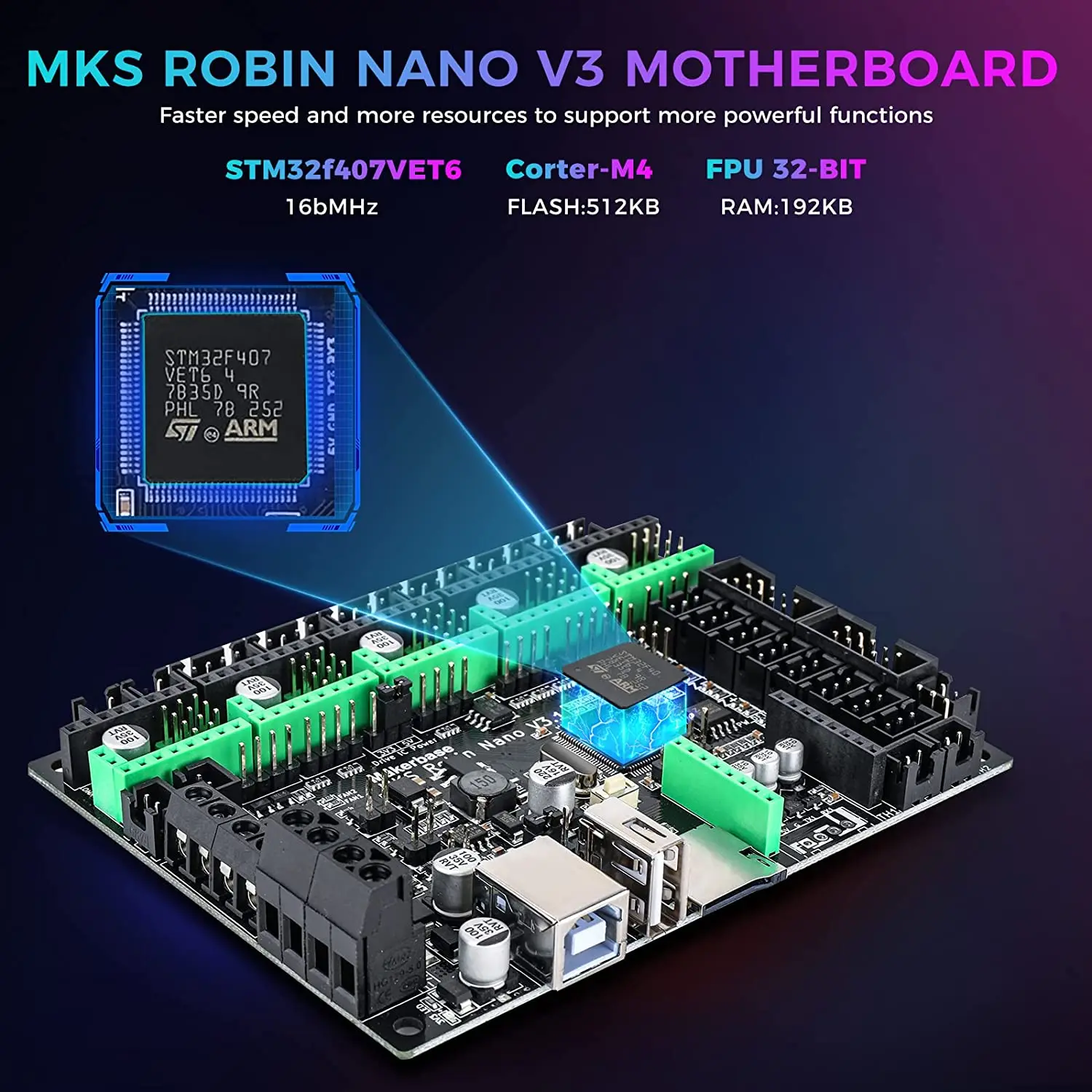Makerbase-mks Robin Controlador Motherboard Touch Screen para Ender3 Módulo Wifi Peça Impressora 3d Nano v3 32bit Tmc2209 Ts35 - Imagem 5