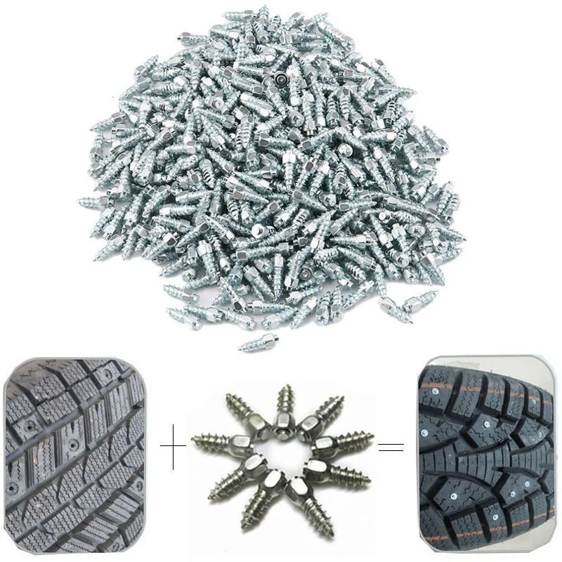 Universal Anti-Slip Screws Winter Car Tire Stud Nails Auto Motorcycle Truck Off-road Tyre Anti-ice Spikes Sole Tire Cleats 10Pcs
