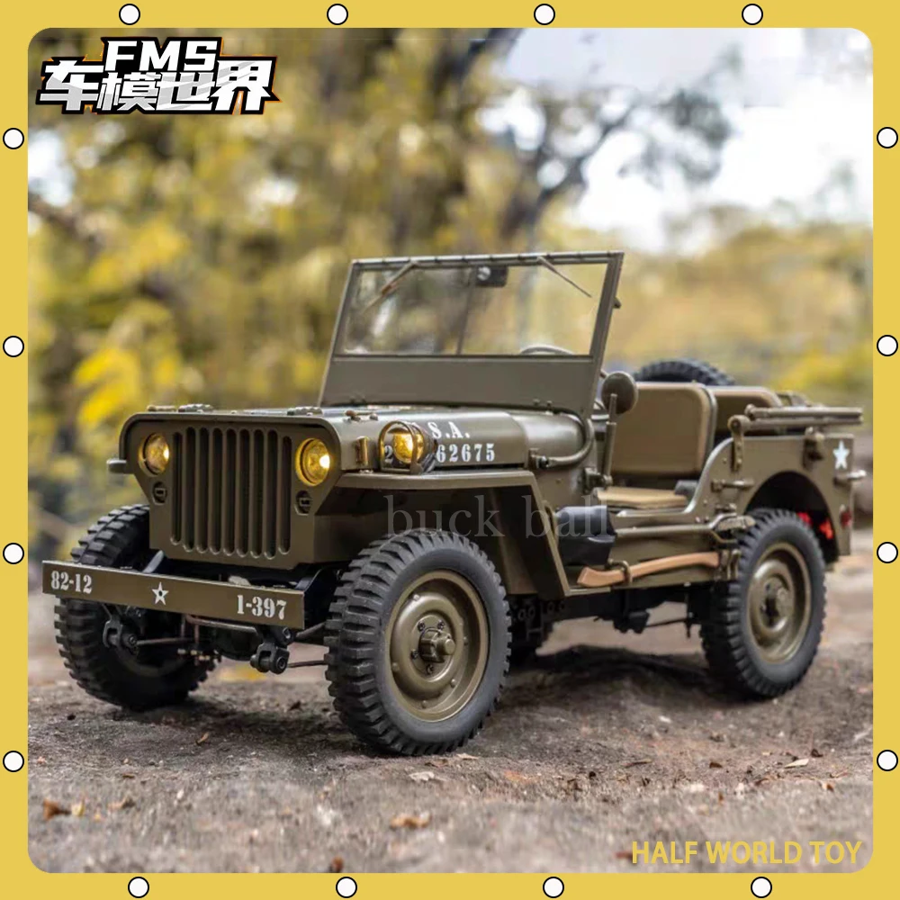 

FMS 1/12 1941 Willys Mb Rtr Green Jeep Car 2.4g 4wd Rtr Crawler Climbing Scale Military Truck Buggy Rc Model Car Adult Toy Gifts