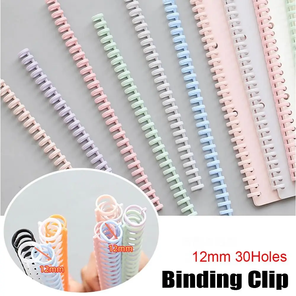 10pcs Binding Strip Notebook Binding Clip Binder Buckle A4 A5 B5 Loose-leaf Ring 12mm 30 Hole Plastic Book Circles