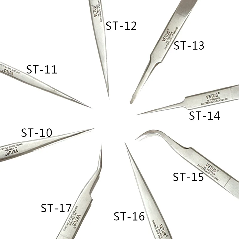 VETUS Stainless Steel Eyebrow Tweezer False Eyelash Extension Tools Repair Hyperfine Building eyelash nails Tweezers