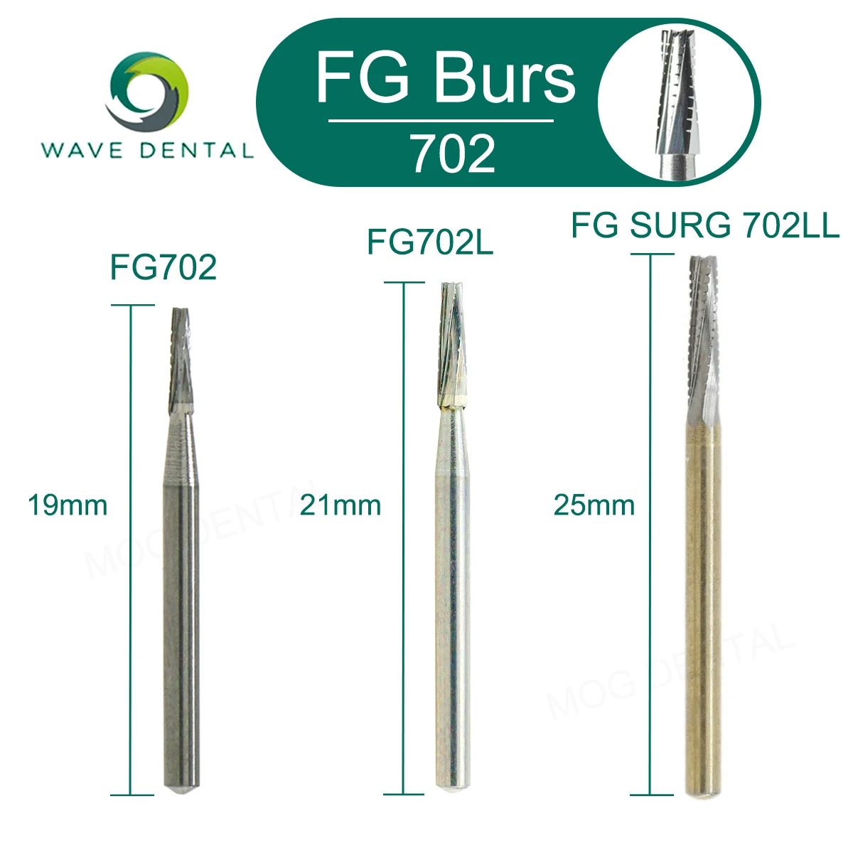 

PRIMA WAVE Dental Bur Tungsten Carbide Burs Tapered Fissure Cross Cut Head Dentistry Drill for High Speed Handpiece 5pcs/Pack