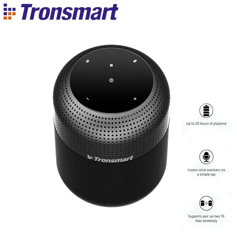 Tronsmart T6 Max Bluetooth Speaker 60W Home Loud Speaker with Deep Bass, 20H Playtime, IPX5, NFC,True Wireless Stereo