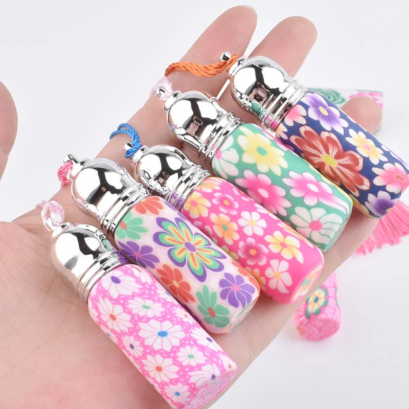 10/20/30/50pcs Polymer Clay Roll On Glass Bottles 5ml Colorfull Empty Bottle Roller Ball Bottle For Essential Oil Travel Kit