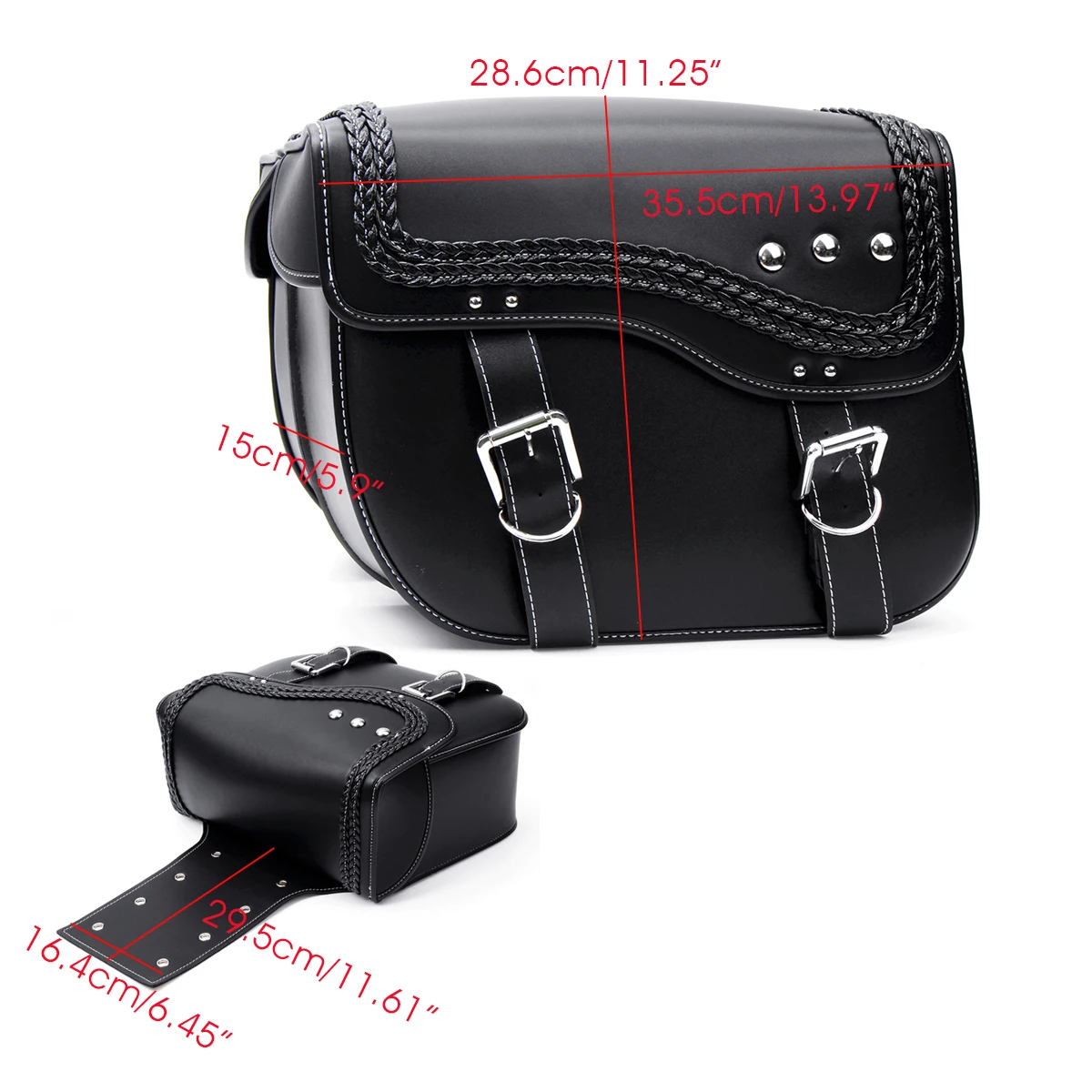 Waterproof PU Leather Motorcycle Saddle Bags Luggage Storage