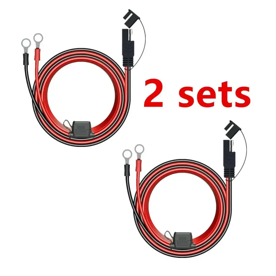 2X Quick Release SAE Cable With Fuse Terminal O Connector Battery Charger Extension Adapter Wire 16AWG Terminal