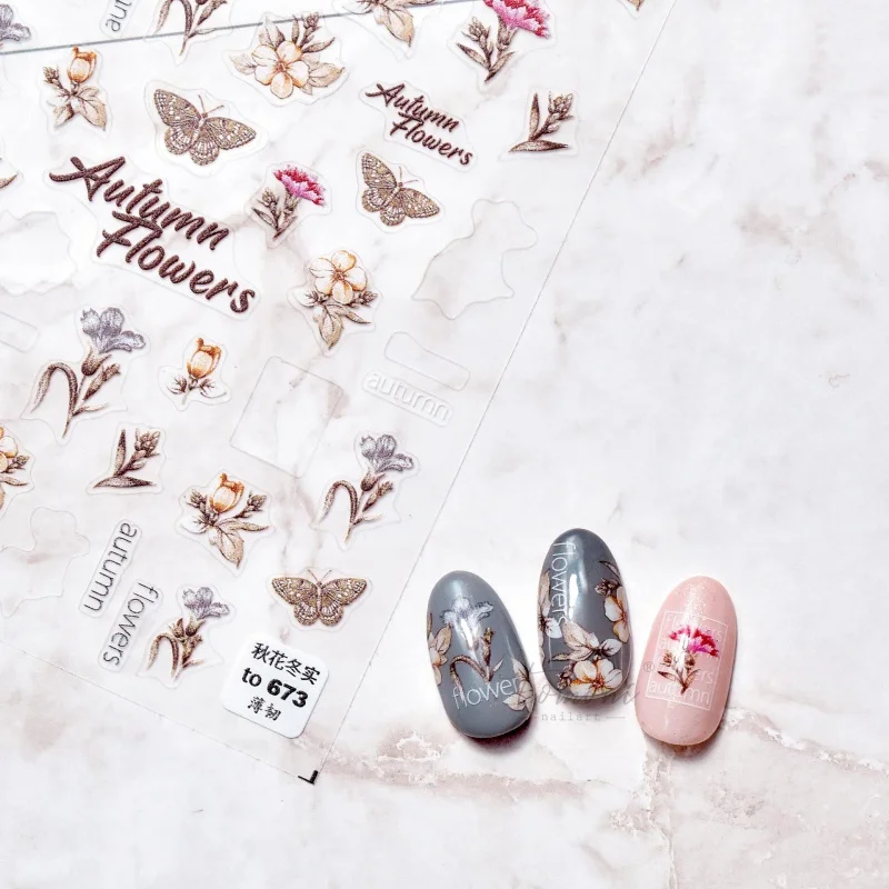 

Thin Tough 673 Hot Adhesive Cute Nail Stickers Japanese Stickers Nail Stickers Autumn Flower Winter Solid
