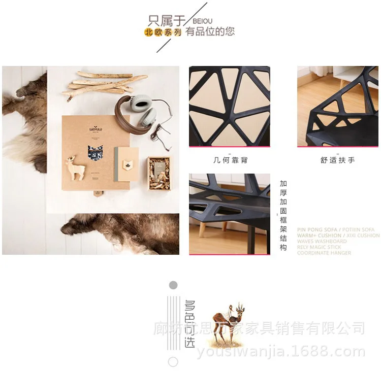 Description Picture 4 of itemChair modern simple household chair leisure chair Nordic dining chair creative geometric hollow out