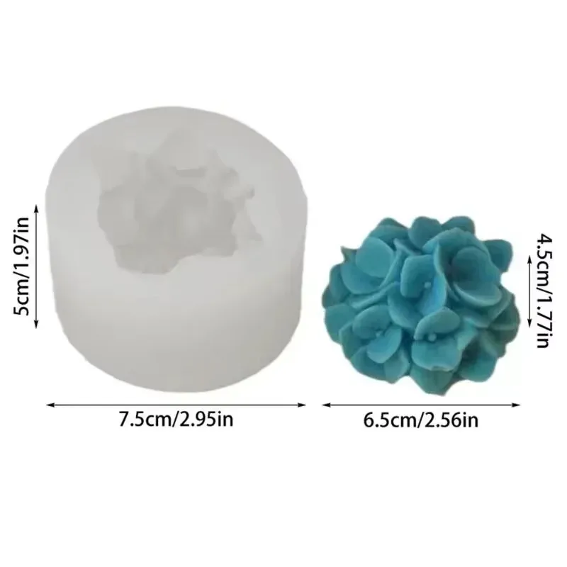 3D Hydrangea Silicone Mold Home Gypsum Decoration Aromatherapy Candle Hydrangea Mold Kitchen Baking Cake Decoration Flower Mold
