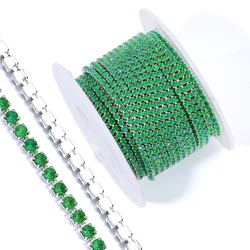 Vibrant Jelly AB Rhinestones Claw Trim in Silver Cup Chain - 10 Yard Roll - 2mm10Yard - Roll (Neon - greenAB)