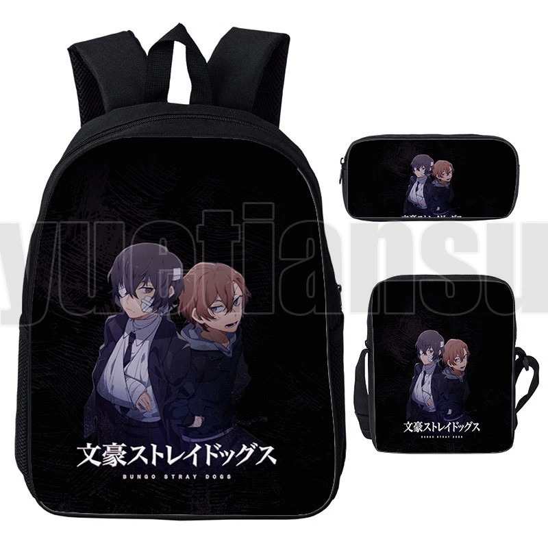 

12 Inch Bungou Stray Dogs Backpack Travel 3D Anime Dazai Osamu Backpacks for School Teenage Girls Japanese 3 In 1 Set Bookbags