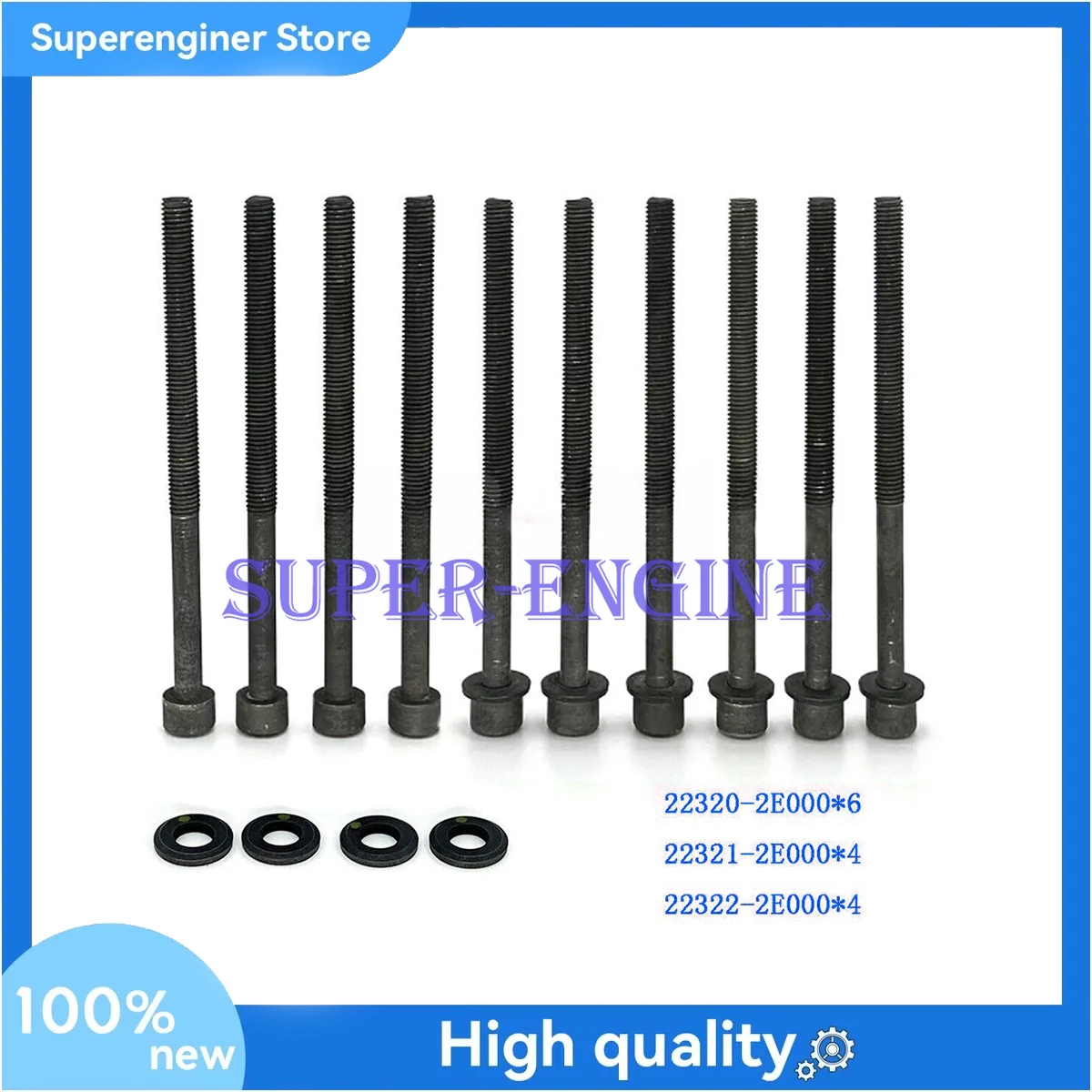 22320-2E000 22321-2E000 Cylinder Head Bolt Set for 2012- Hyundai Kia 2.0L