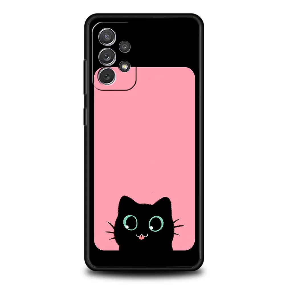 Charming Black Cat Cartoon Phone Case - Stylish Protective Cover