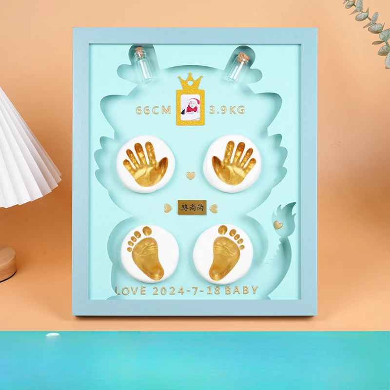 Year of The Dragon Baby Hand and Foot Ink Souvenir Photo Frame Full Moon Ink 100 Days Hand and Foot One-year Gift