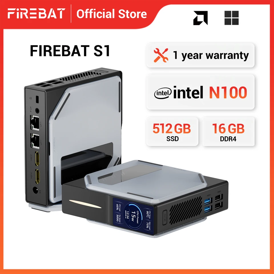 FIREBAT S1 Intel N100 CPU Mini PC Computador Gamer Gaming DDR4