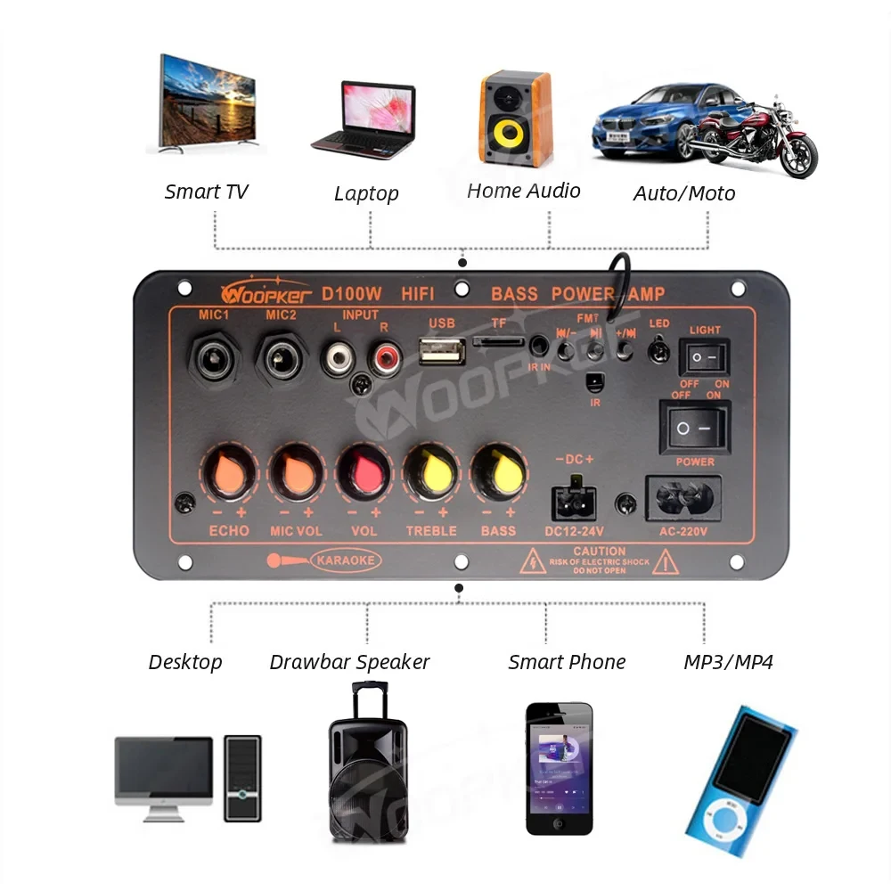 100W HiFi Bluetooth Amplifier Board D1000/D900/D100W/D20/D10 Bluetooth 5.0 Dual