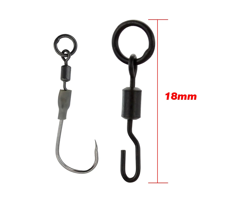 20pcs Carp Fishing Swivels Snaps with Solid Ring Quick Change Fishing Hook Swivels Accessories AE008