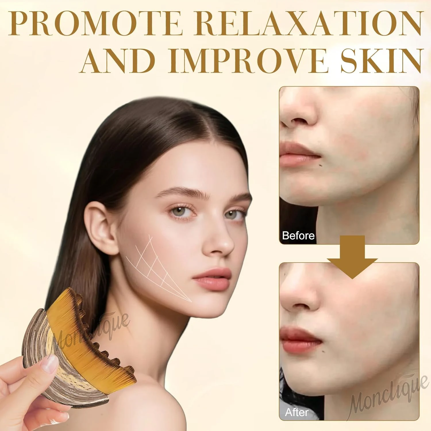 Contour Face Brush Face Lymphatic Drainage Massager Anti-Puffiness Enhancing Jawline Ergonomic Massager Tool Emulsion Applicator