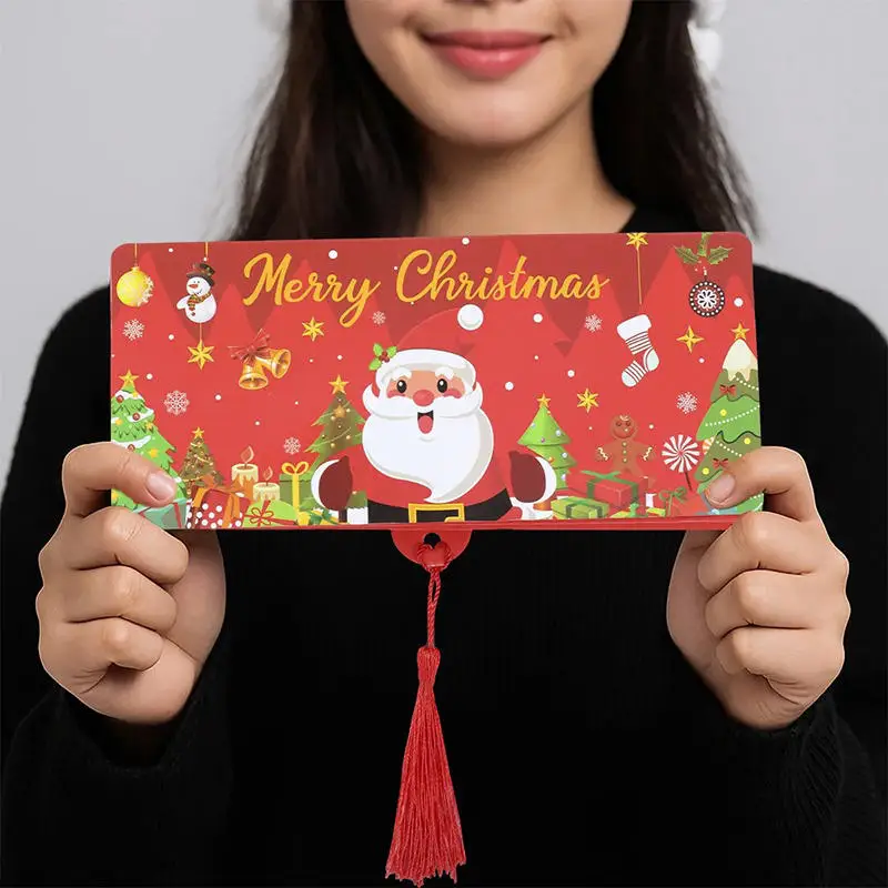 Description Picture 6 of itemChristmas Santa Claus Money Card Envelope With 10 Card Slot Merry Christmas Decorations For Home 2025 Folding Banknote Card Box