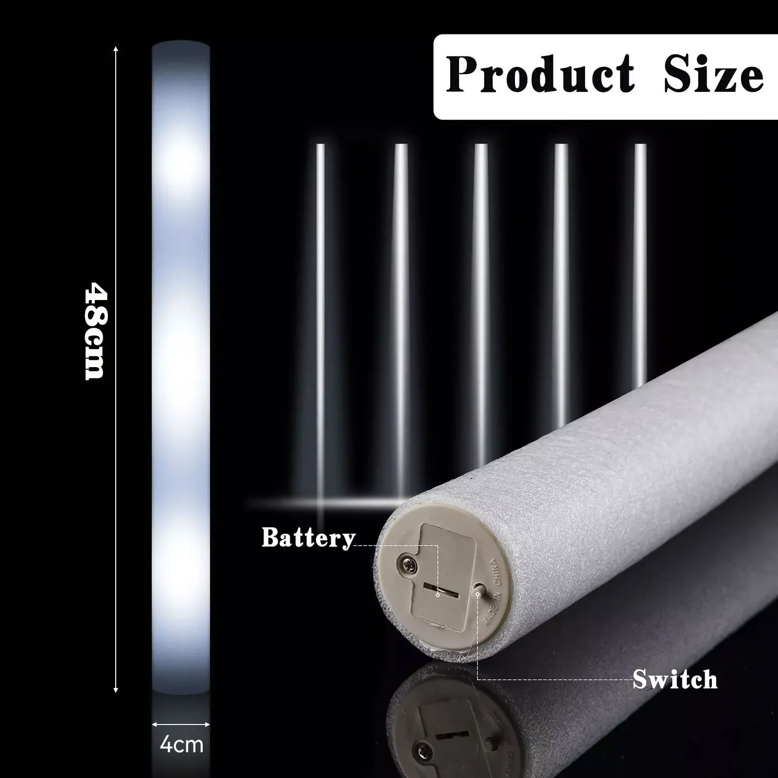 LED Foam Sticks 48cm 10/20pcs 3 Modes Flashing Glow in the Dark Party Supplies