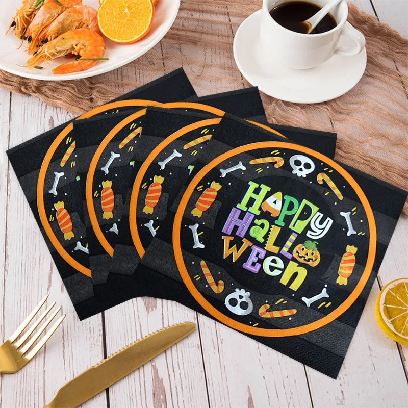 20pcs/Pac 33cm New Hot Sale Halloween Party Spooky Cute Holiday Theme Layout Creative Napkins Decorative Paper Placemats