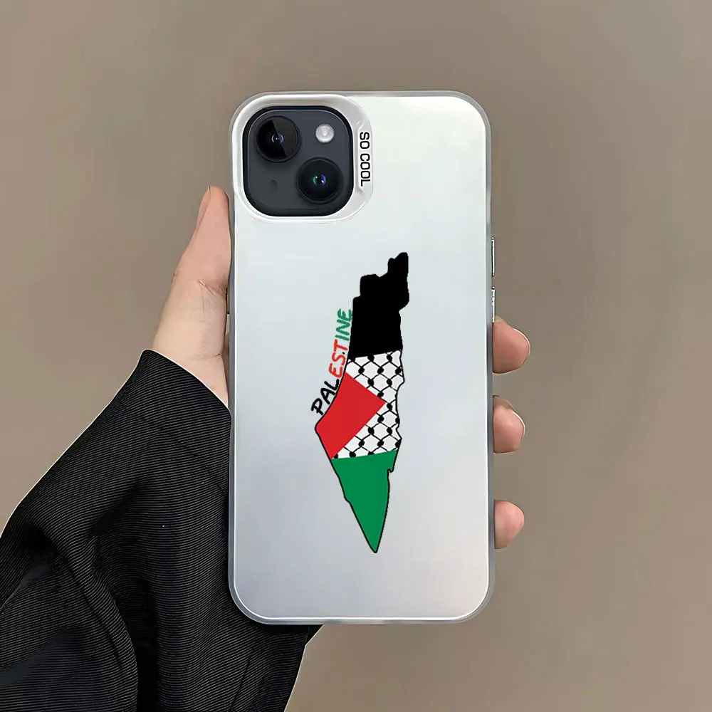 thumbnail image 1 of Funda trasera de teléfono a prueba de golpes mate caramelo para mapa de la bandera de Palestina iPhone 15 14 13 12 11 Pro Max X XR XSMAX 8 7 Plus, 1 of 5