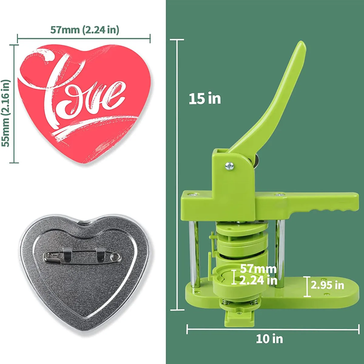57MM Heart-Shaped Button Badge Maker Machine DIY Rotary Slide Rail New Pin Badge Maker Press Machine with Heart Cutting Board badge maker,button maker machine