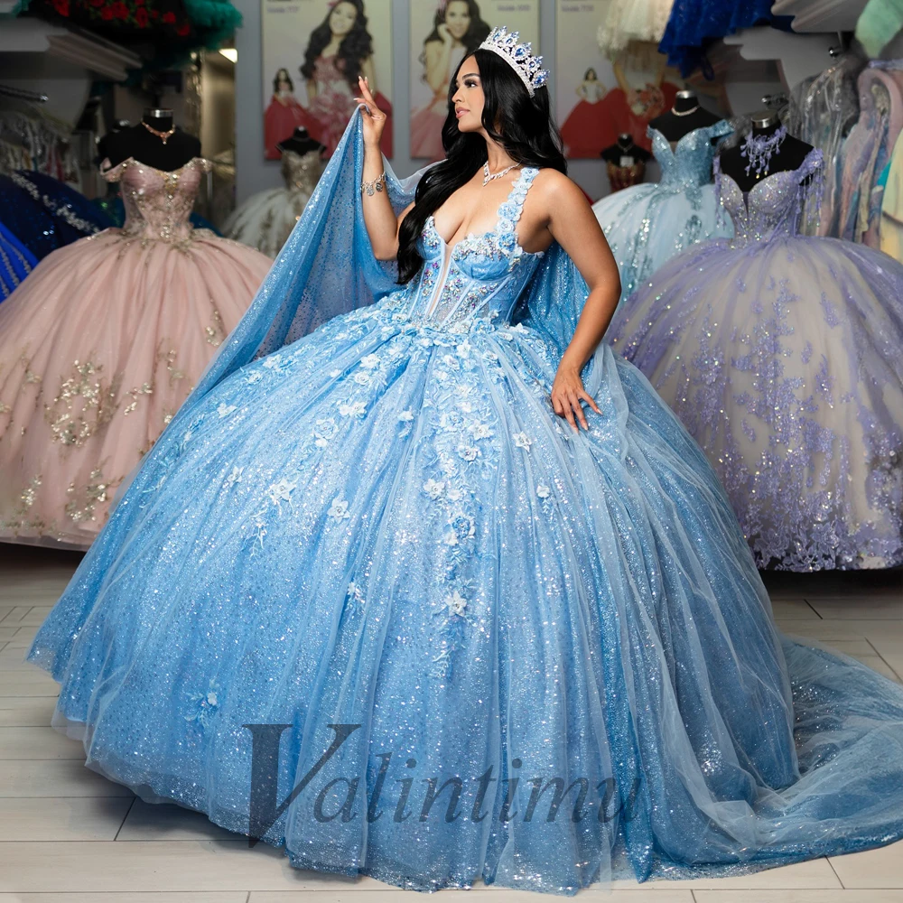 Valintimu Exquisite Ball Gown Quinceanera Dresses for Girl Sparkly Lace Appliques Sweetheart Robe Quinceanera Rouge Customized