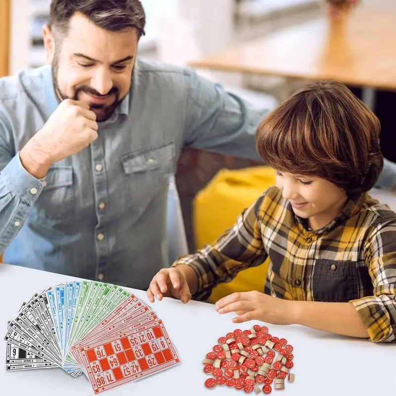 Bingo Games for Family Portable Wooden Travel Bingo Set Learning & Education Strategy Board Games Russian Toys for Birthday 4