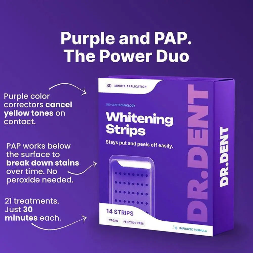 42 Strips Purple Gel Teeth Whitening Strips - 30 Min Fast Brightening, Remove Stains, Freshen Breath, Safe for Sensitive Teeth - immagine 6