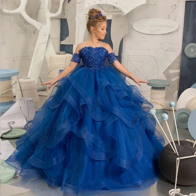 Princess Royal Blue Flower Girl Dresses Royal Blue Flower Girl Gown: Princess Tulle Dress