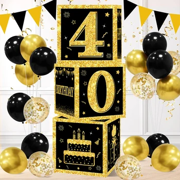 Black Gold Birthday Number Box 1