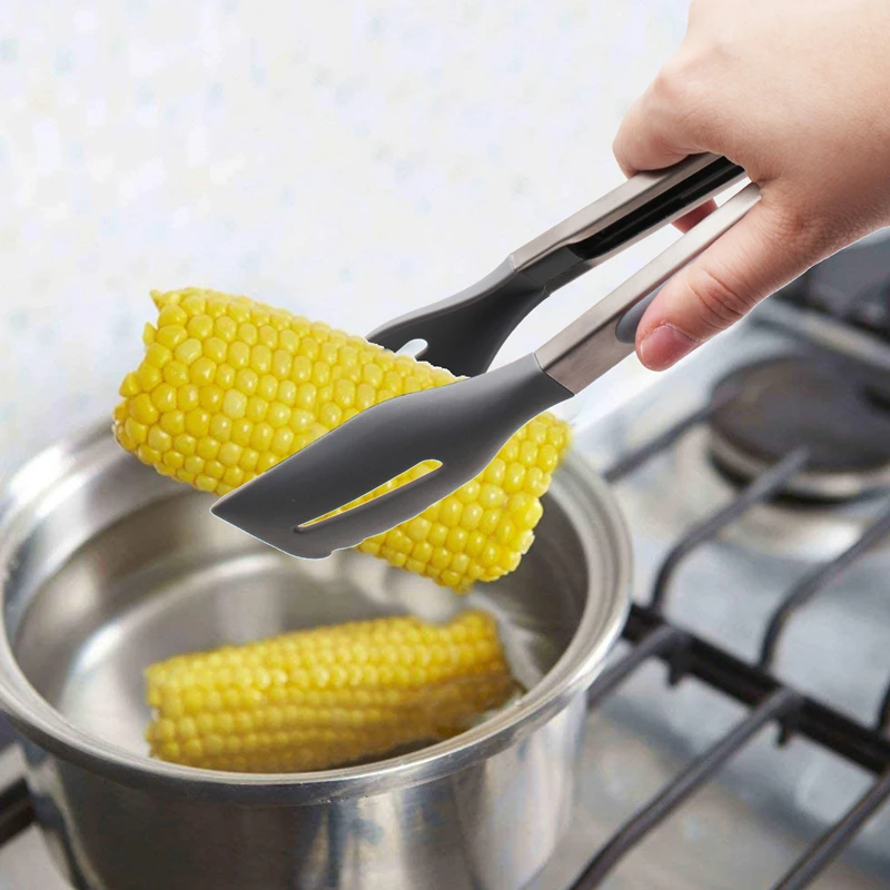 Silicone Non-Stick Food Clips Hollow Drain Oil Barbecue Tongs et Steak Pasta Clamp Home Kitchen Items food tongs