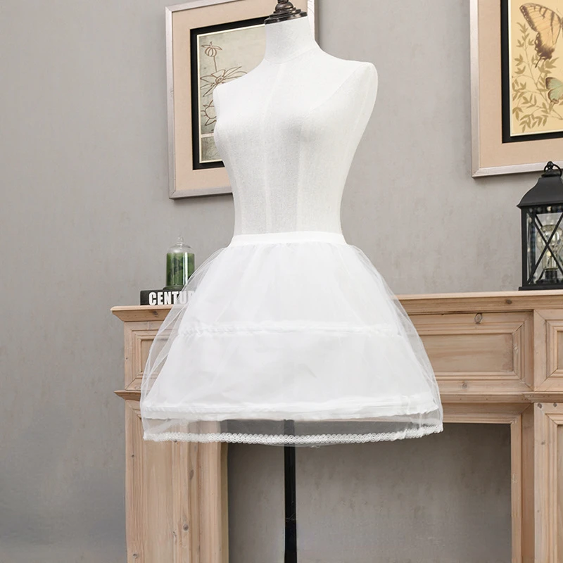 2-Hoops Skirt Petticoat WhiteBlack Crinoline Underskirts For Girls Tulle Support A Line Midi Skirt Girls cosplay