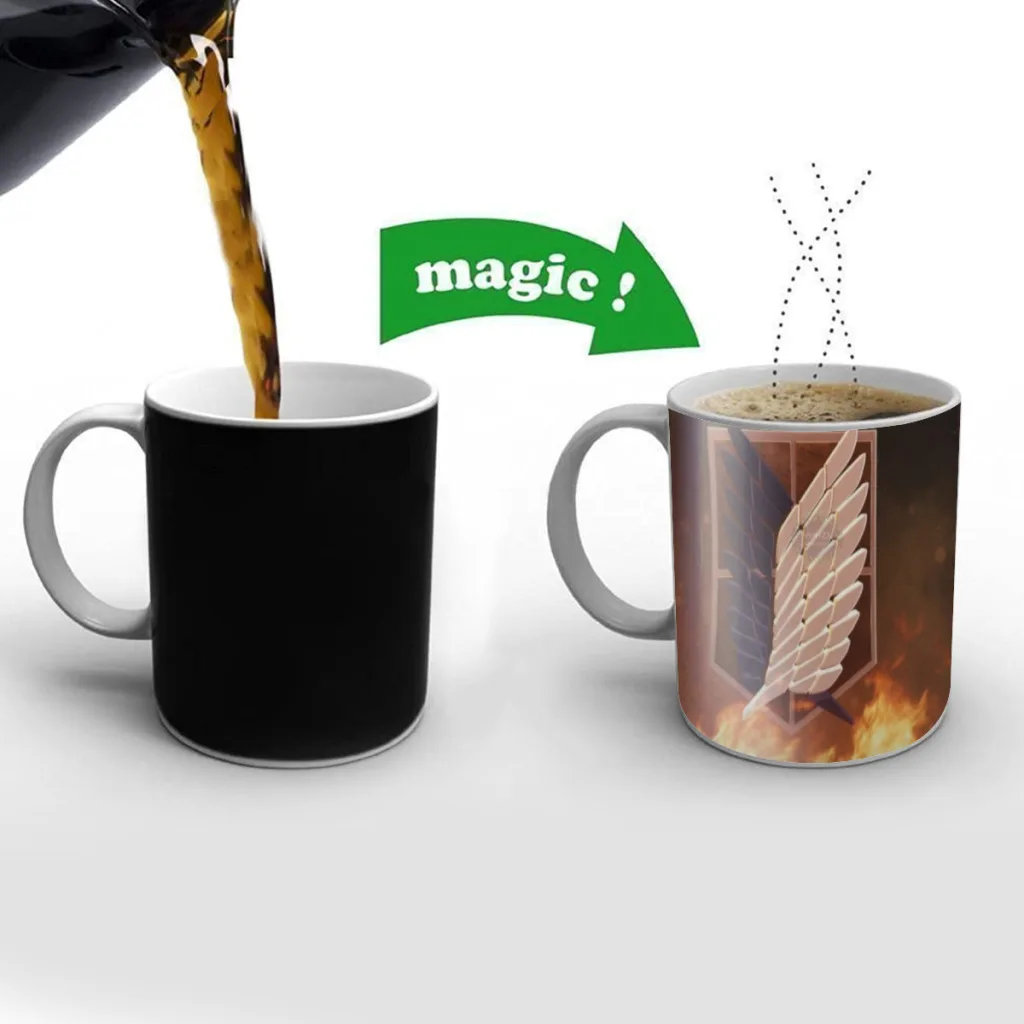 

Anime-Attack-On-Titan-One Piece Coffee Mugs And Mug Creative Color Change Tea Cup Ceramic Milk Cups Novelty Gifts