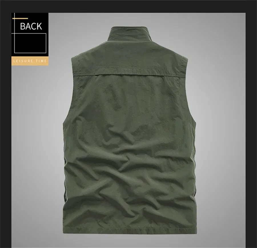 M-6XL 낚시 하이킹 멀티 포켓 캐주얼 루즈 조끼 남성용, 레저 조끼 재킷, 단색 툴링 스타일 얇은 조끼