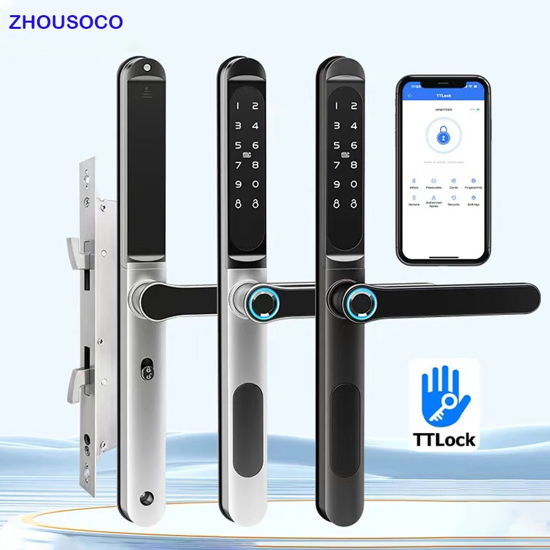 Waterproof IP66 Fingerprint Sliding Lock TTLock Bluetooth Aluminum Smart Door Lock APP RFID Card Password Keyless