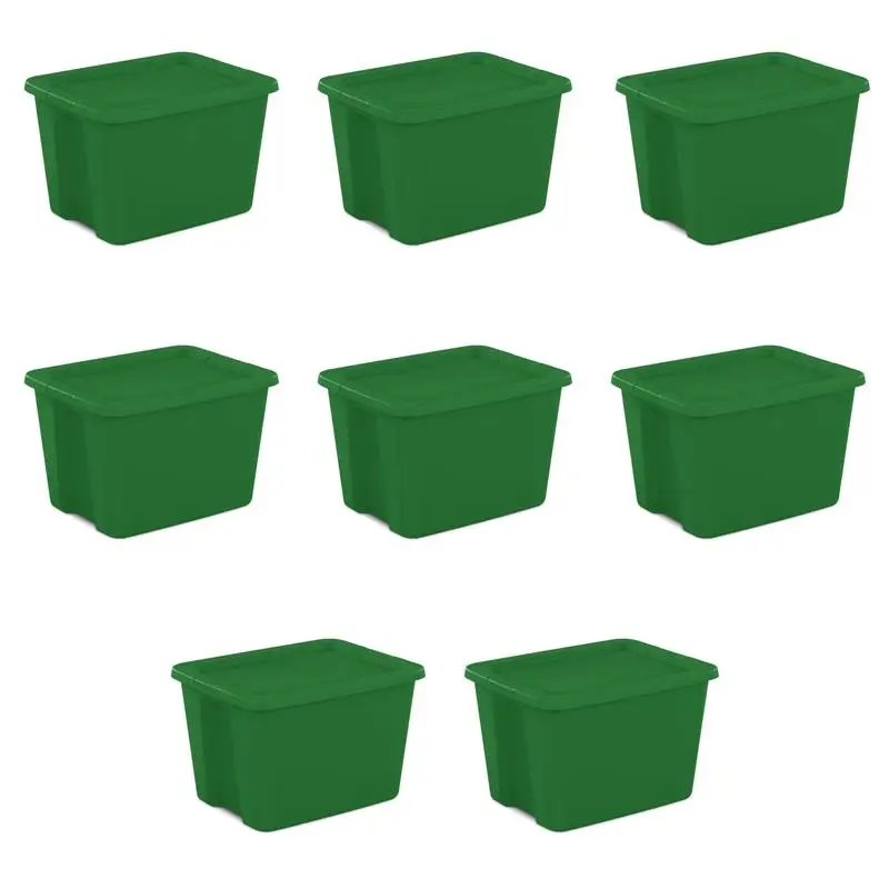 

Plastic Storage Box,Tote Box Plastic,Storage Containers,18 Gallon,Green,Set of 8